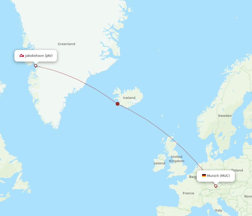 MUC to JAV flights and routes map