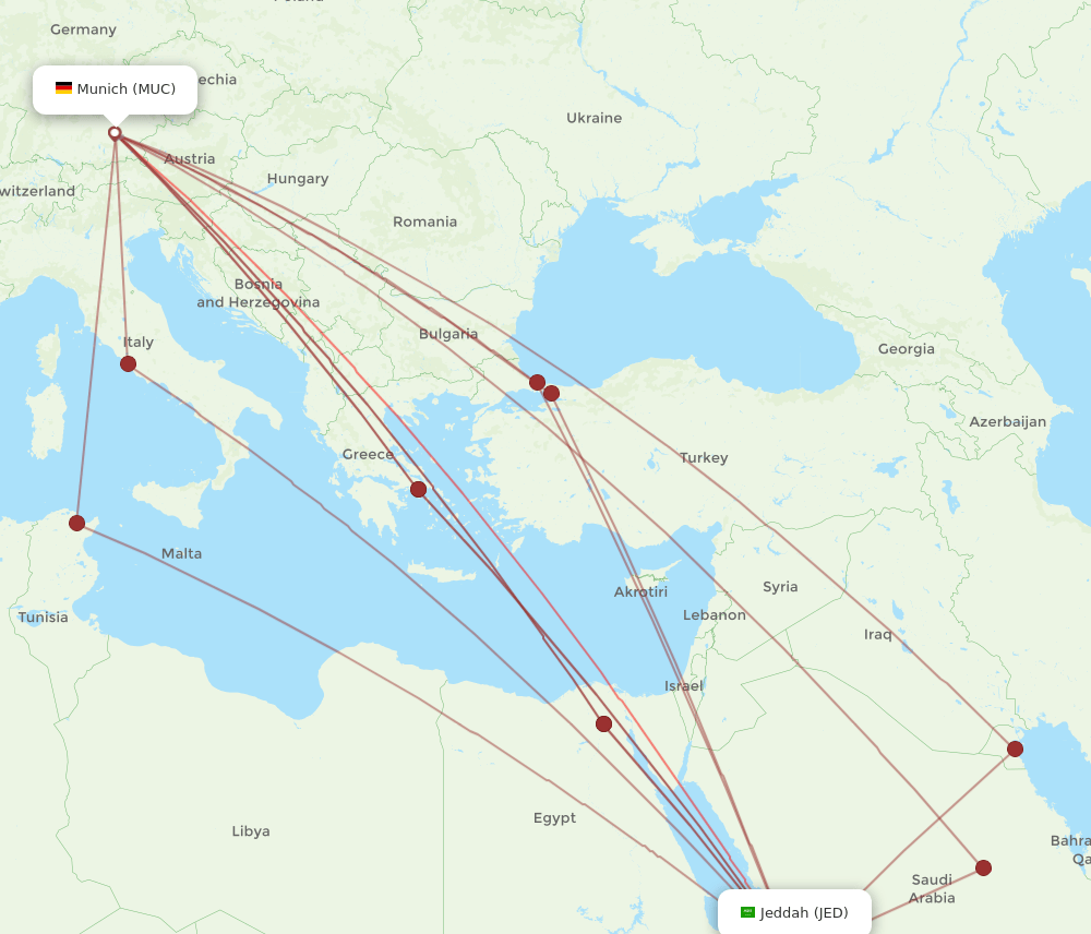 MUC-JED flight routes