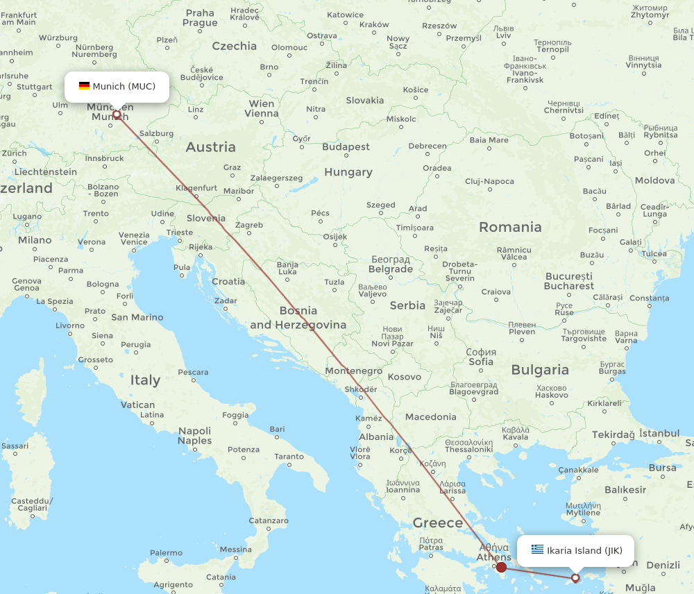 MUC-JIK flight routes