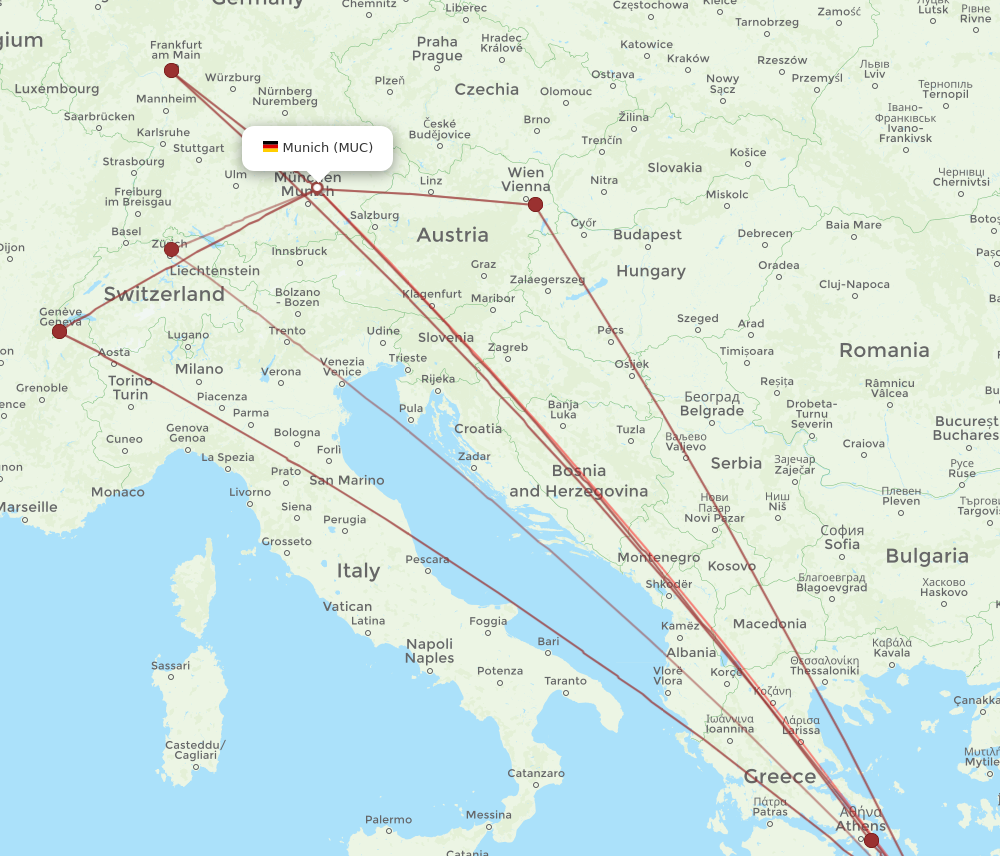 MUC to JTR flights and routes map