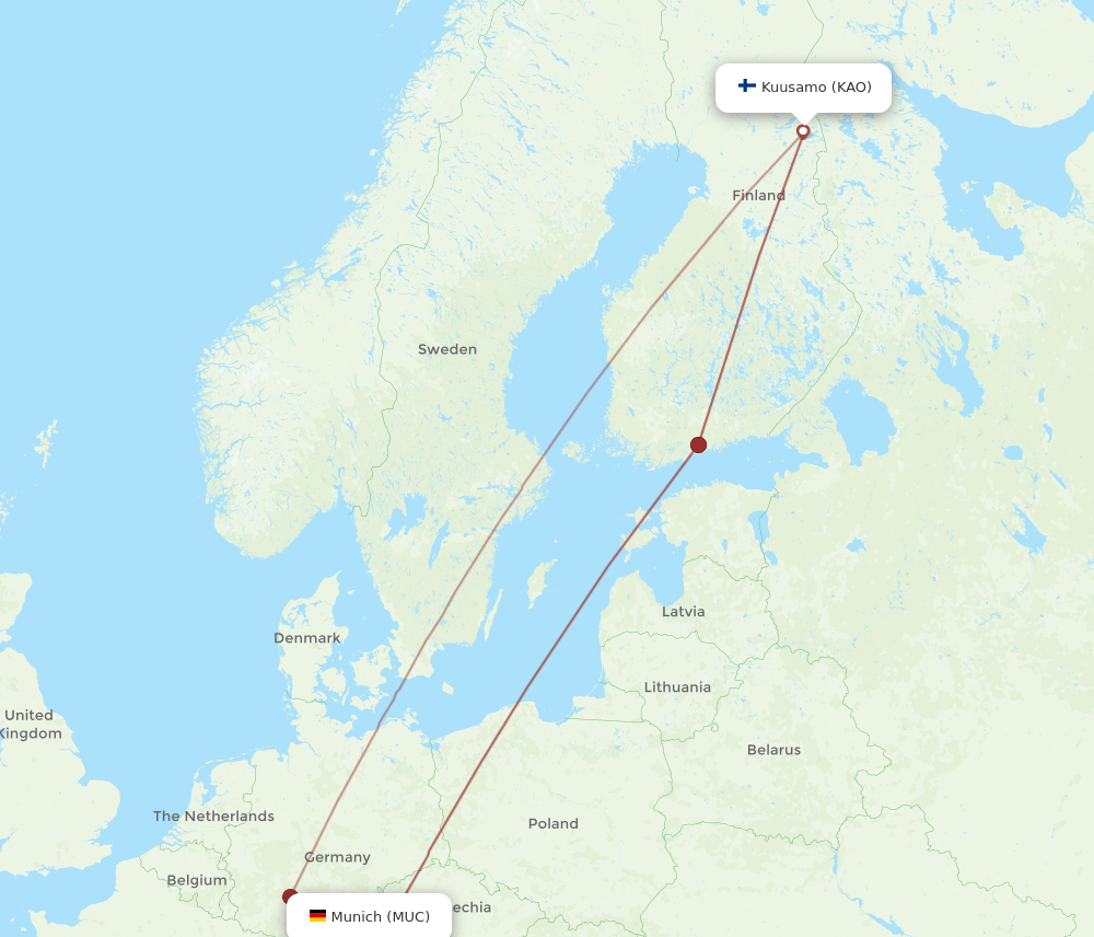 MUC-KAO flight routes