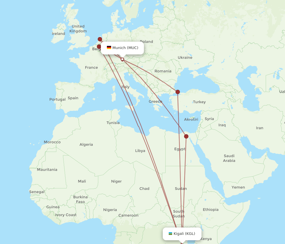 MUC-KGL flight routes