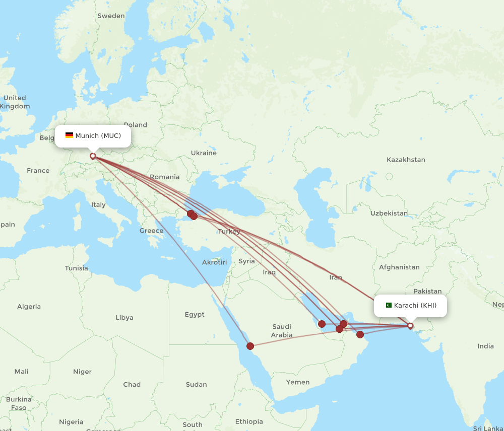 MUC-KHI flight routes