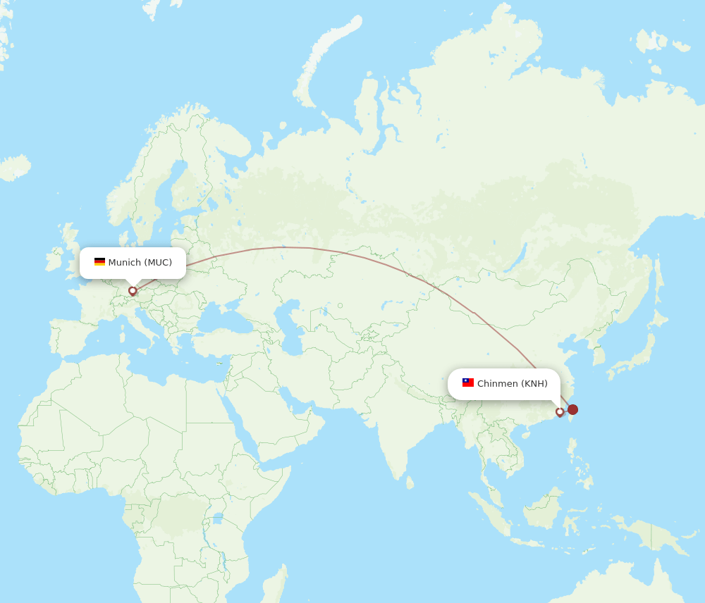 MUC-KNH flight routes
