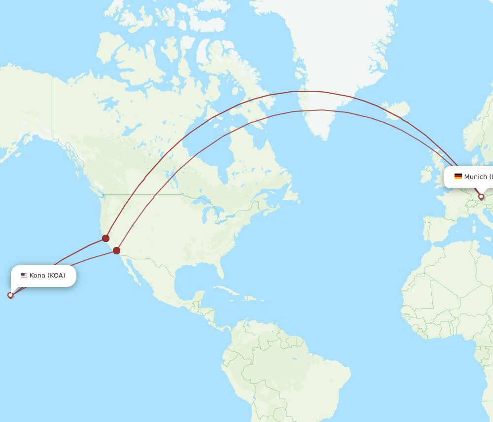 MUC-KOA flight routes