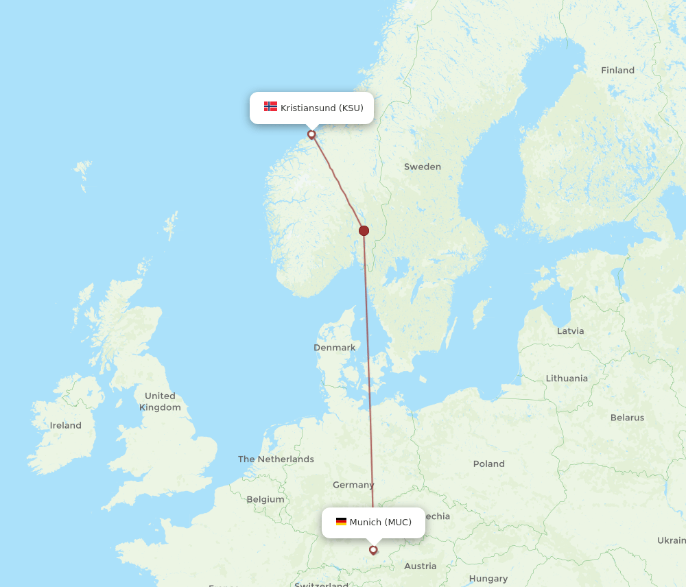 MUC-KSU flight routes