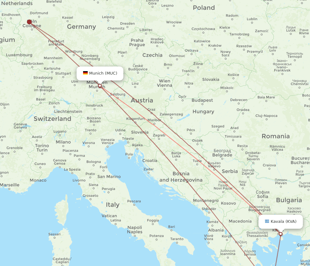 MUC-KVA flight routes