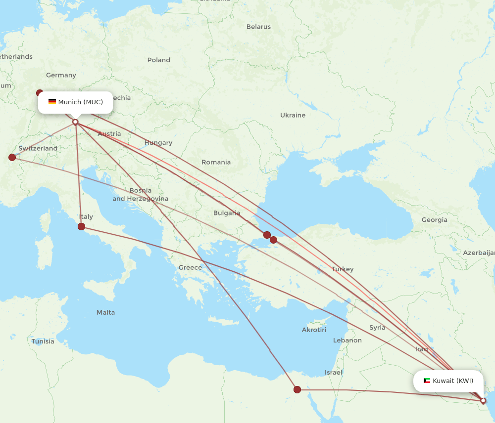 MUC-KWI flight routes