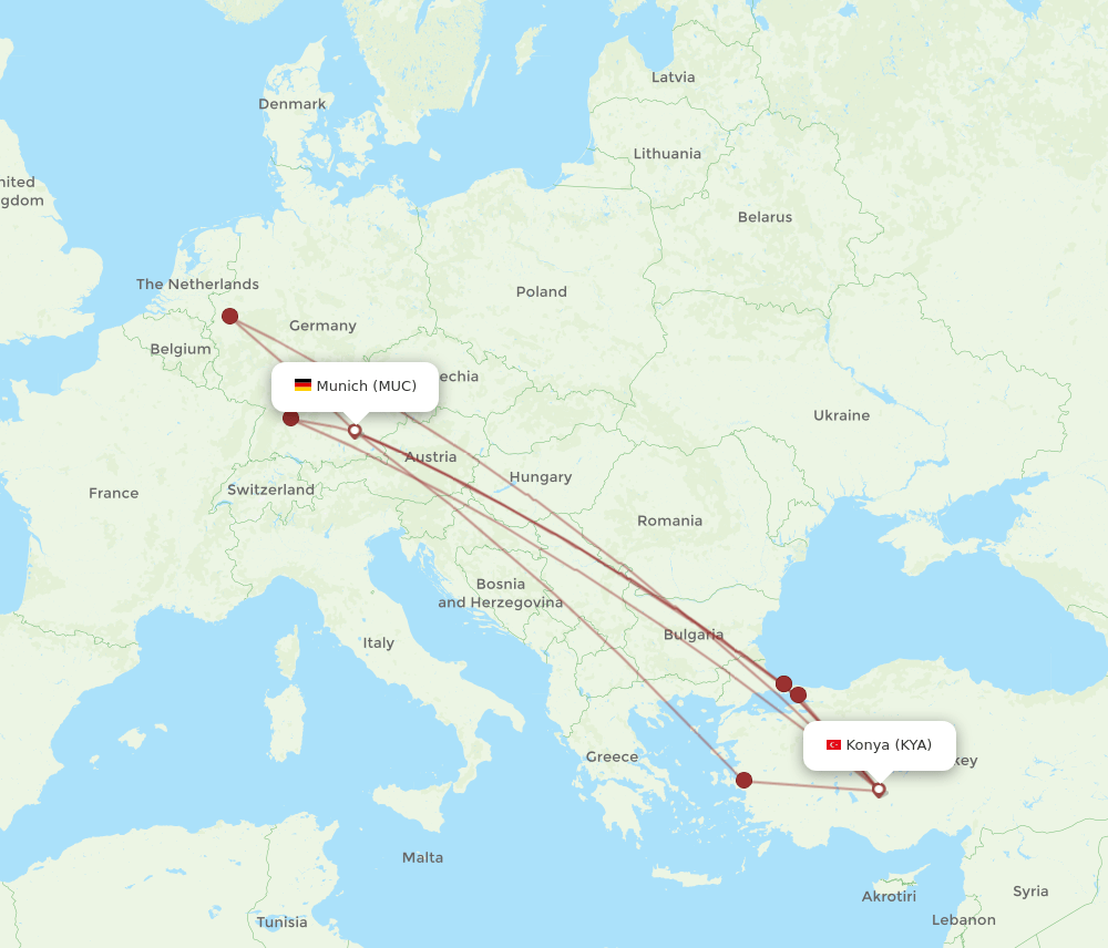 MUC-KYA flight routes