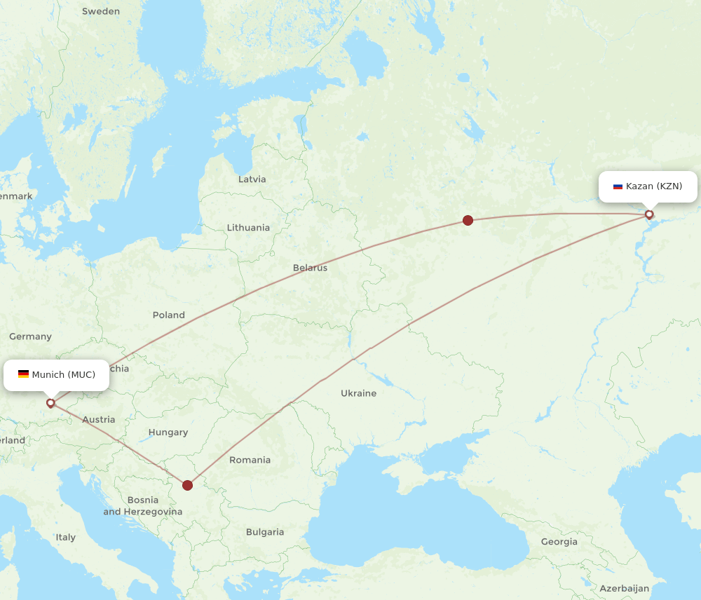 MUC-KZN flight routes
