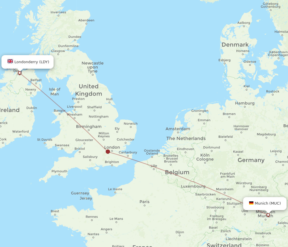 MUC-LDY flight routes