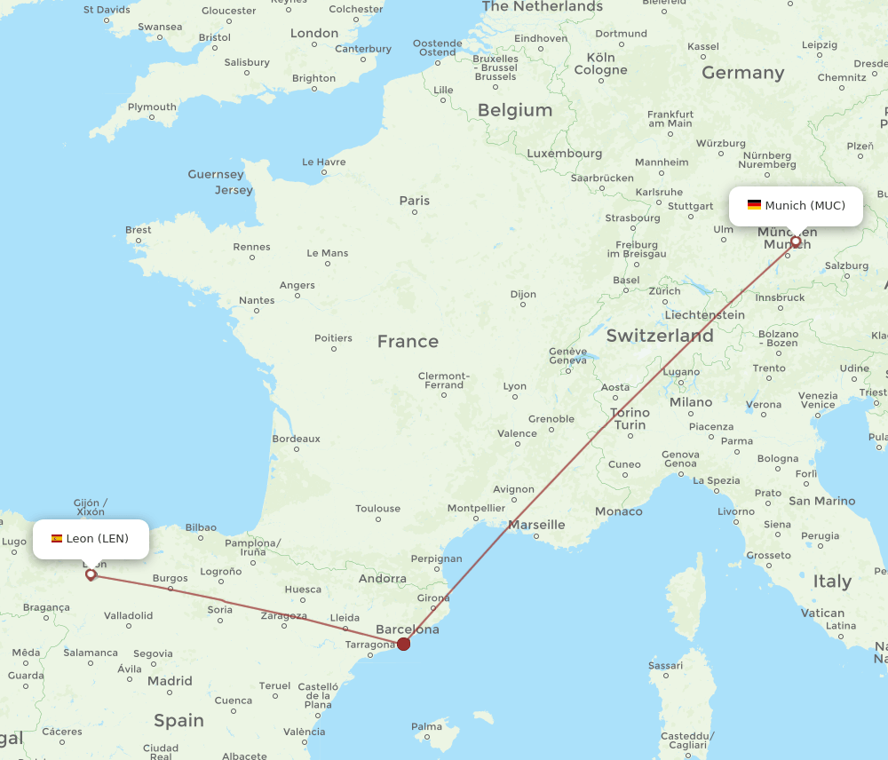 MUC-LEN flight routes