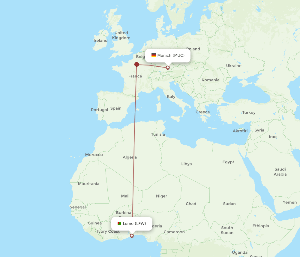 MUC-LFW flight routes