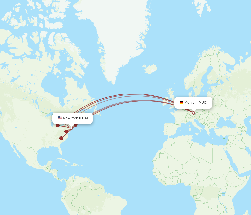 MUC to LGA flights and routes map