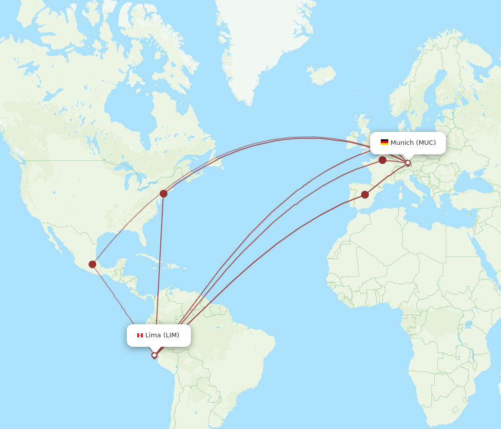 MUC to LIM flights and routes map