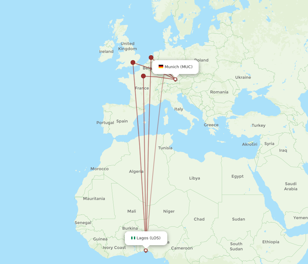 MUC-LOS flight routes
