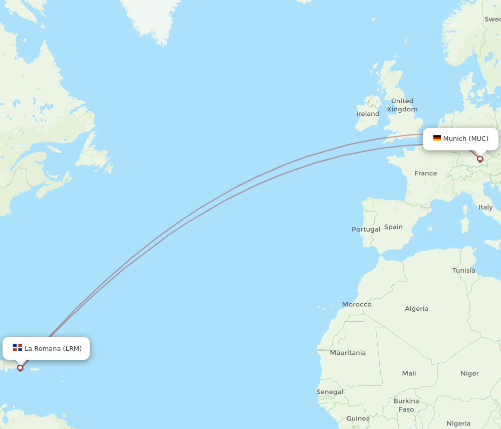 MUC to LRM flights and routes map