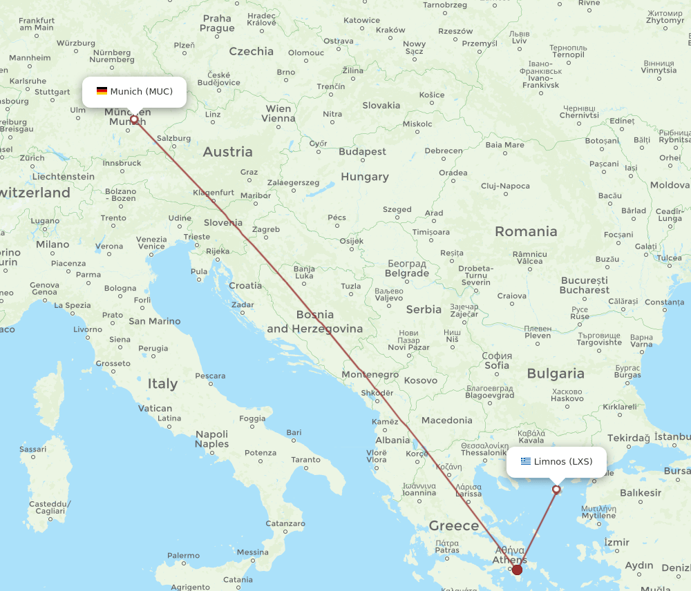 MUC-LXS flight routes