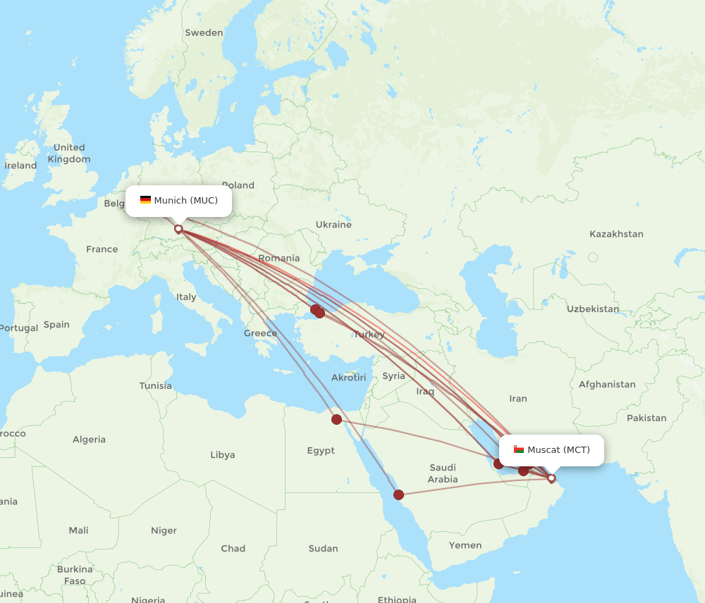 MUC-MCT flight routes