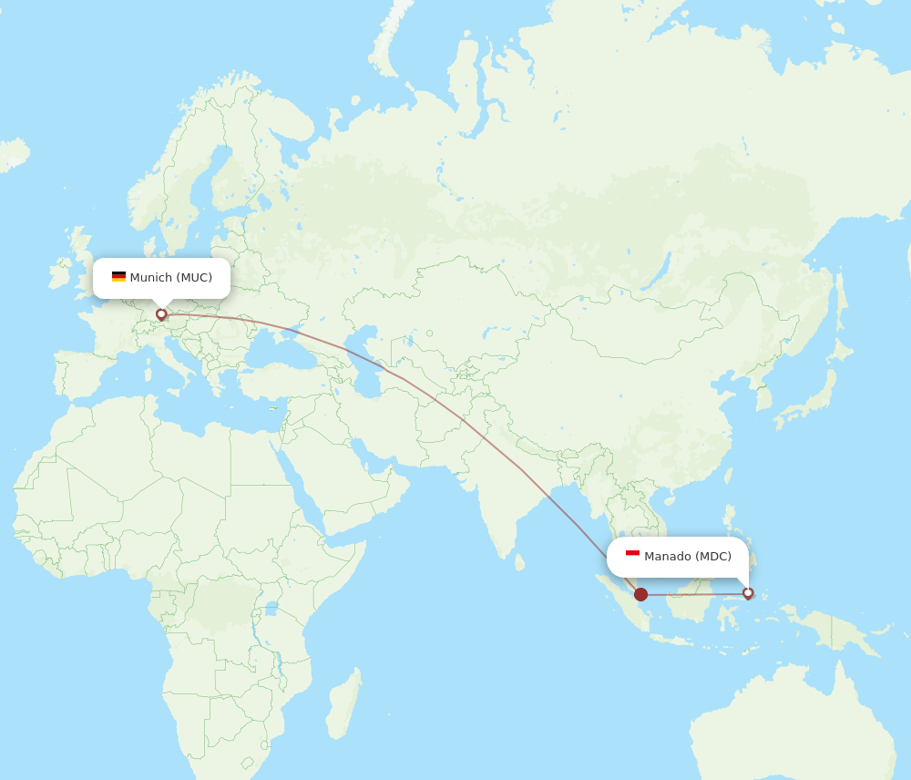 MDC to MUC flights and routes map