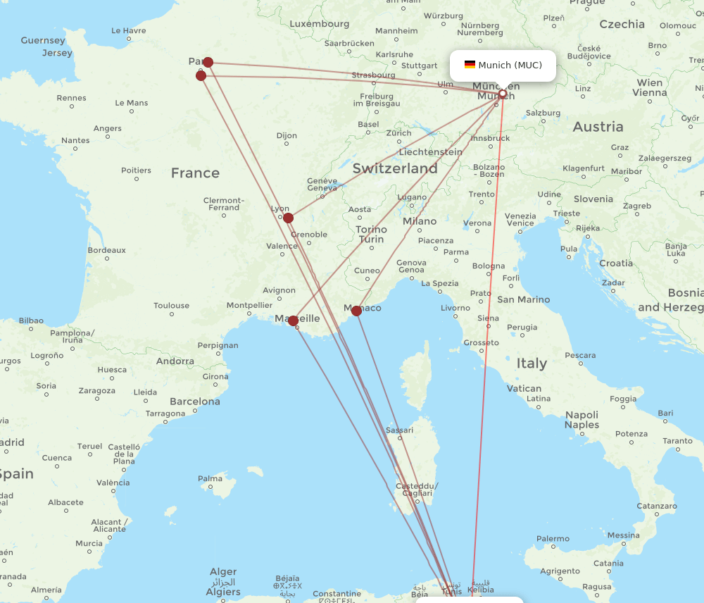 MUC-MIR flight routes