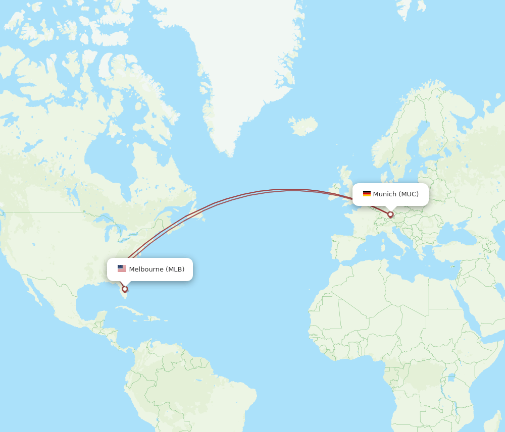 MUC to MLB flights and routes map