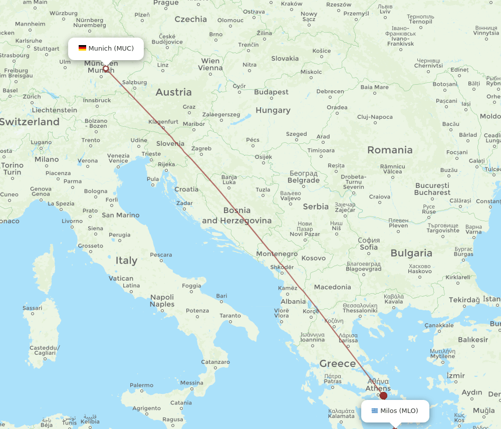 MUC-MLO flight routes