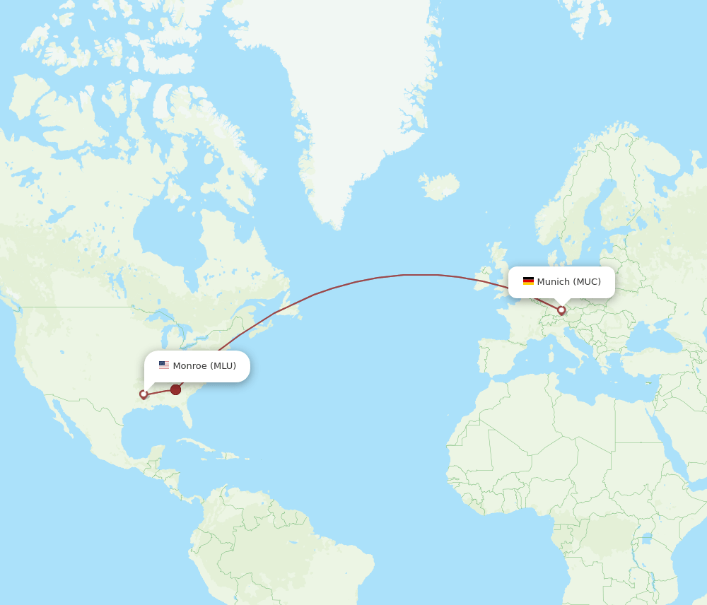 MUC-MLU flight routes