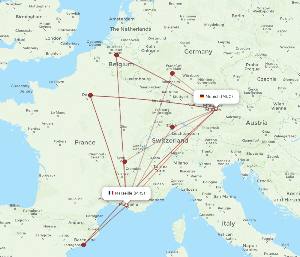 MUC-MRS flight routes