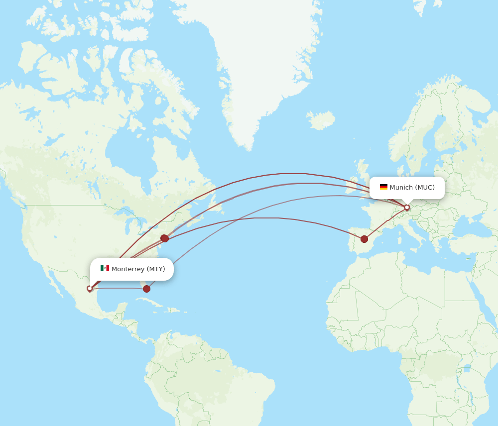 MUC-MTY flight routes