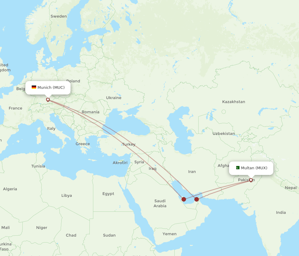 MUC-MUX flight routes