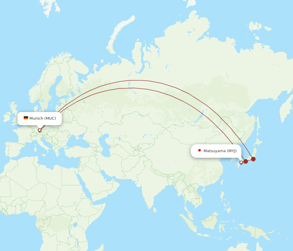 MUC-MYJ flight routes