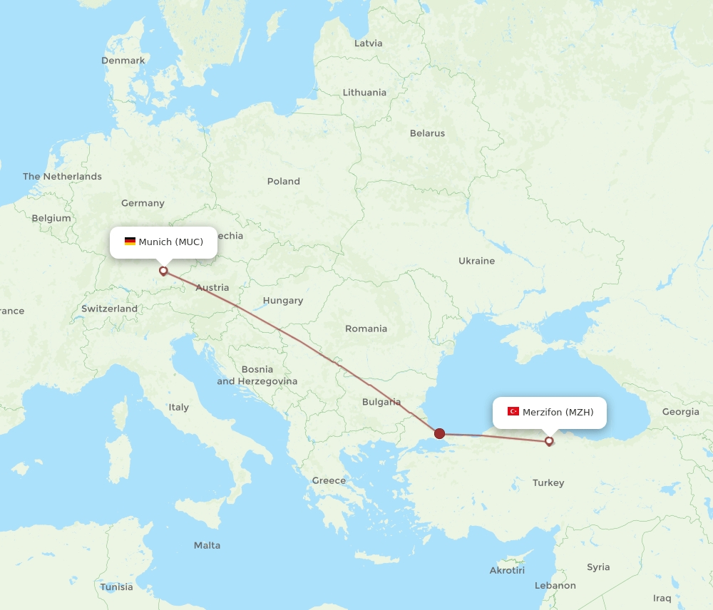 MUC-MZH flight routes