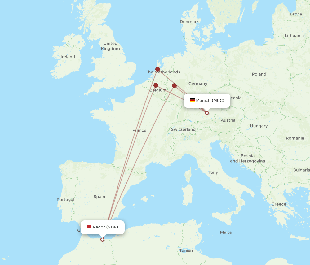 MUC-NDR flight routes
