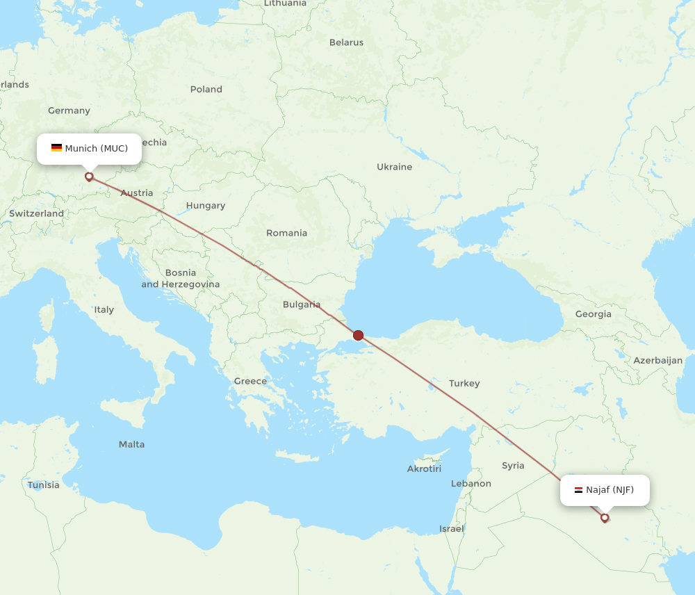 MUC-NJF flight routes