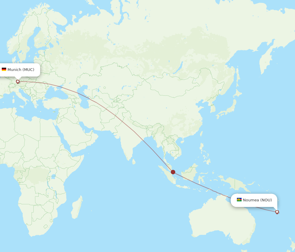 MUC-NOU flight routes