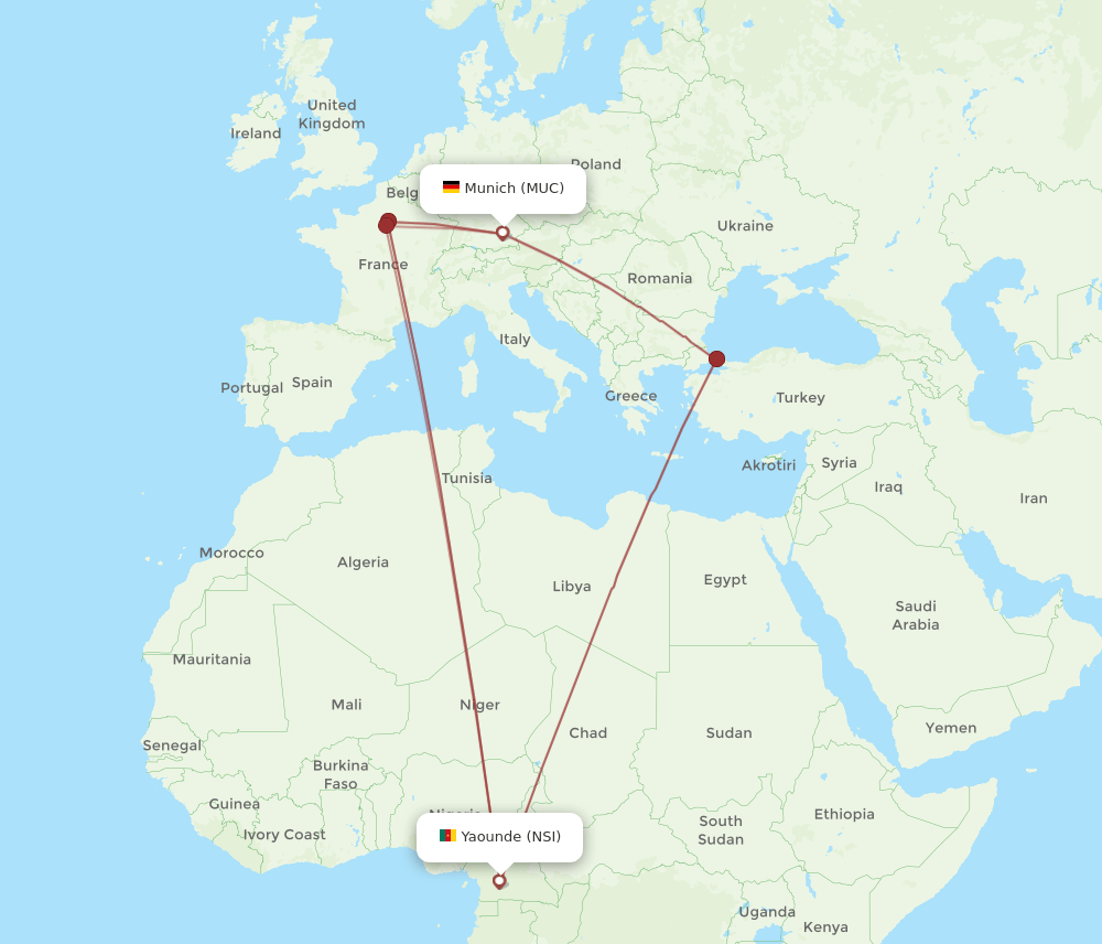 MUC-NSI flight routes