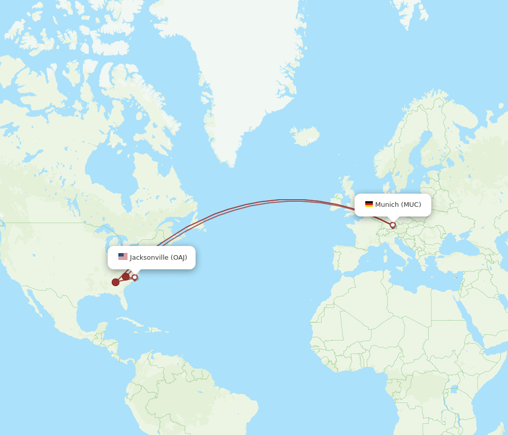 MUC-OAJ flight routes