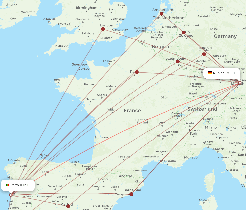 MUC-OPO flight routes