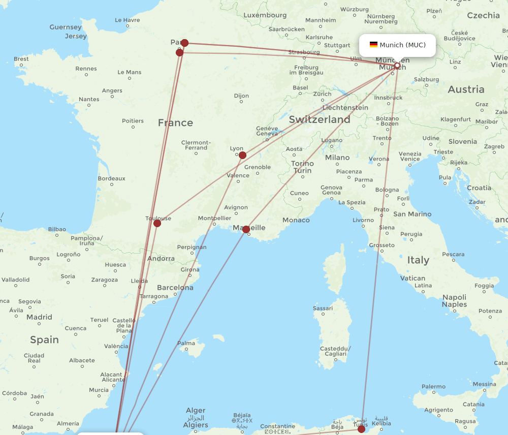 MUC to ORN flights and routes map