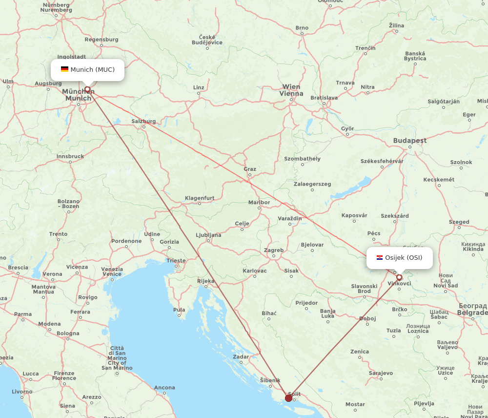 MUC-OSI flight routes