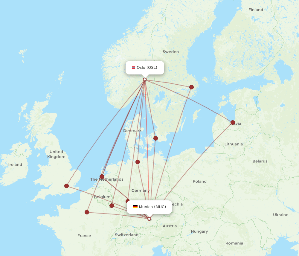 MUC-OSL flight routes