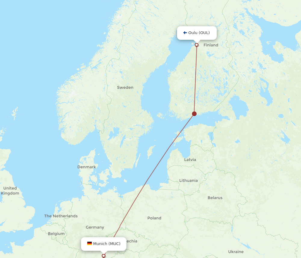 MUC-OUL flight routes