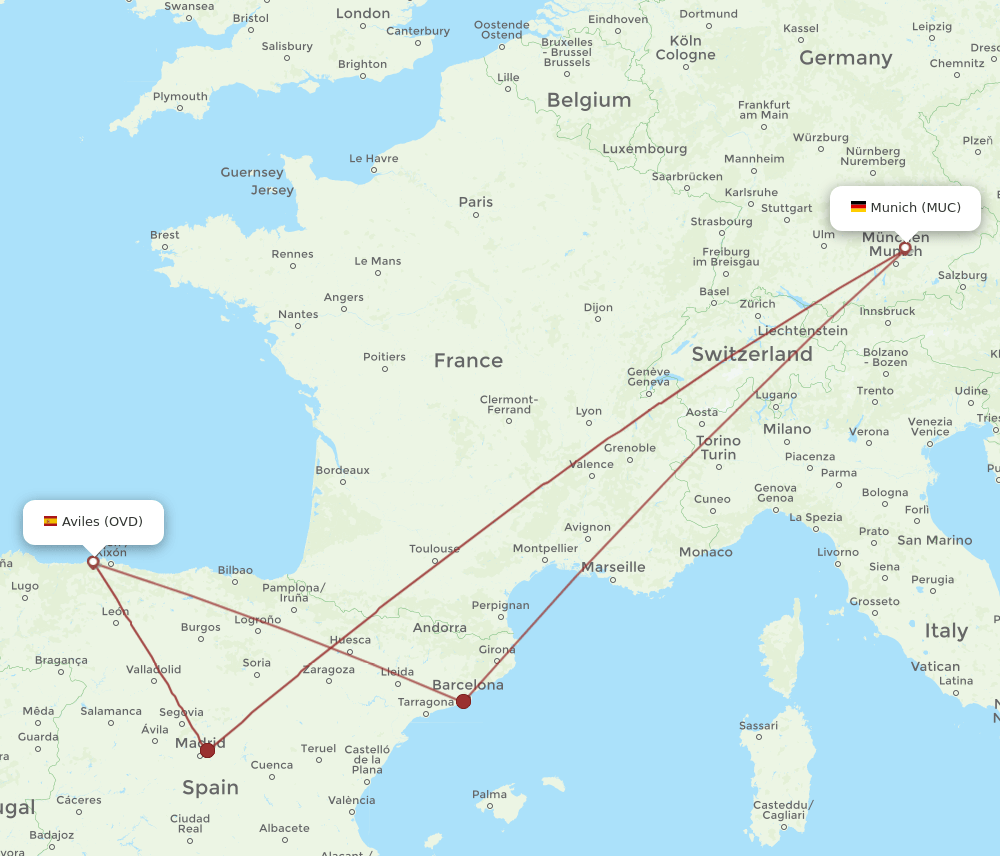 MUC-OVD flight routes