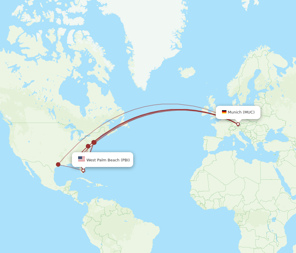 MUC-PBI flight routes