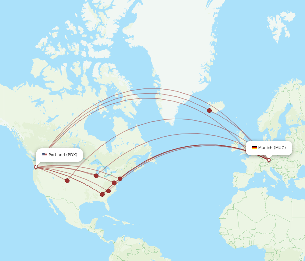 MUC-PDX flight routes