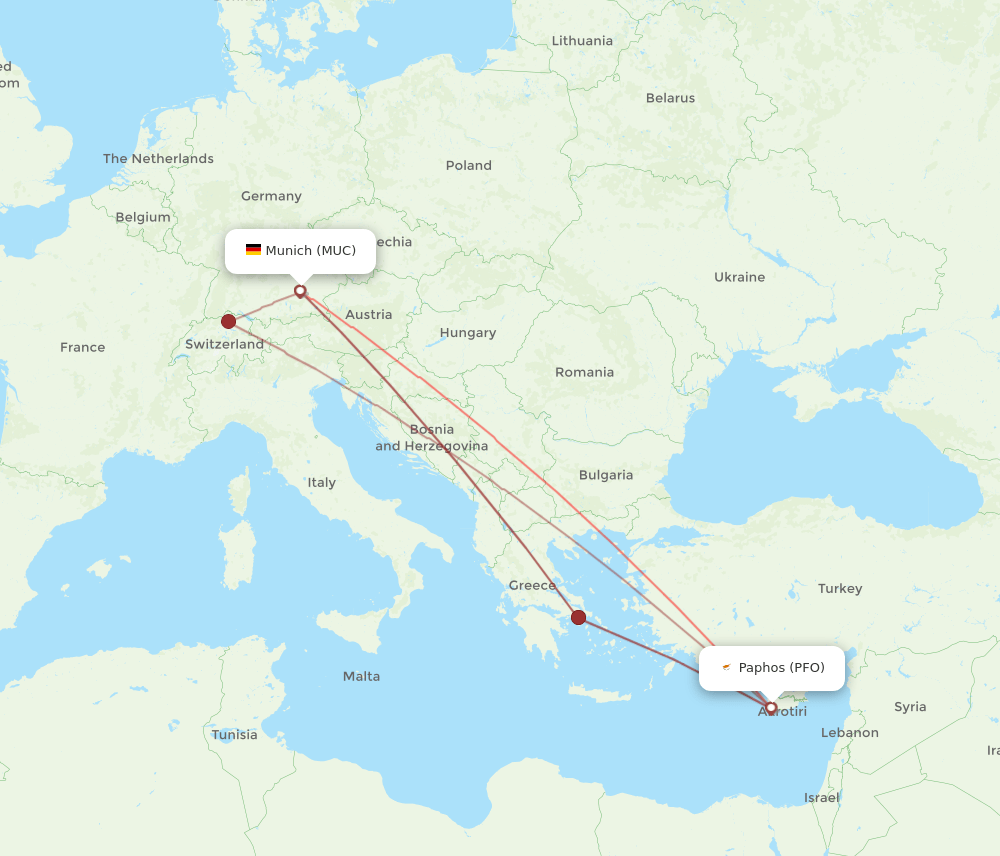 MUC-PFO flight routes