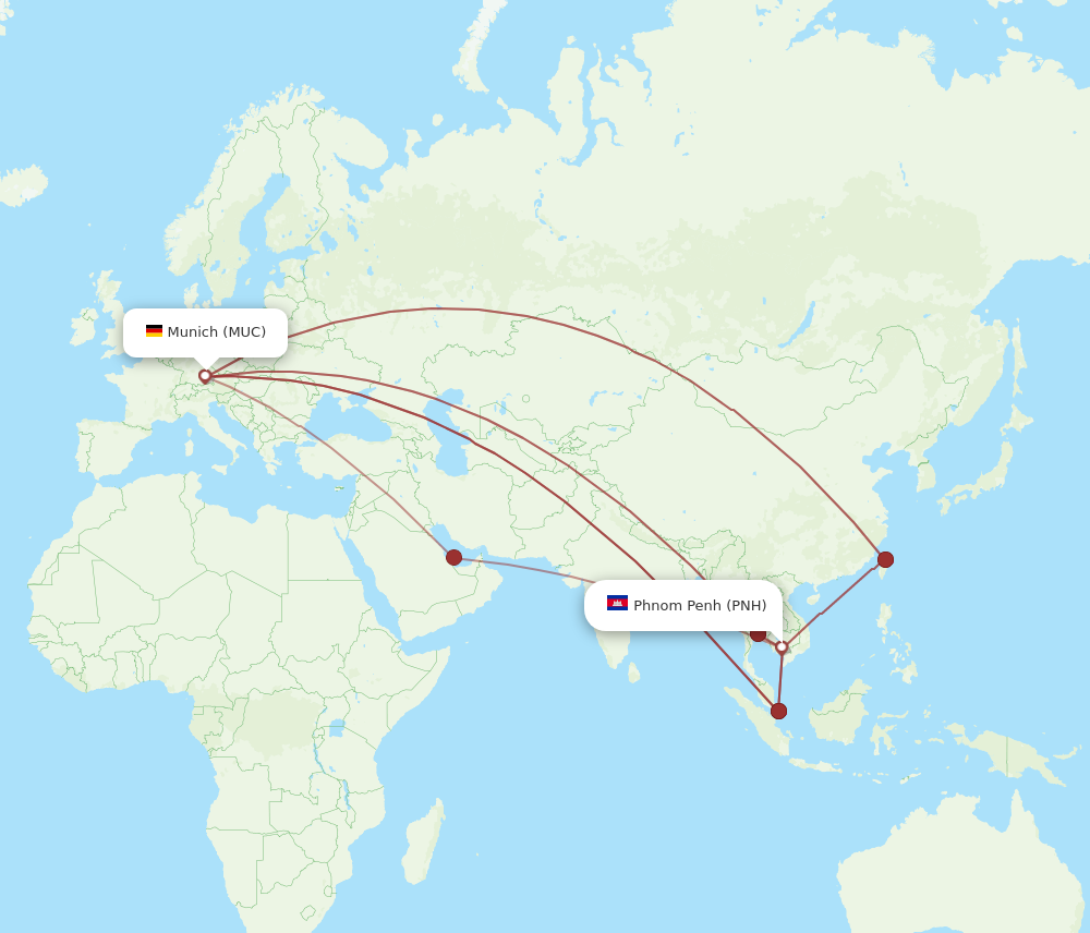 MUC to PNH flights and routes map