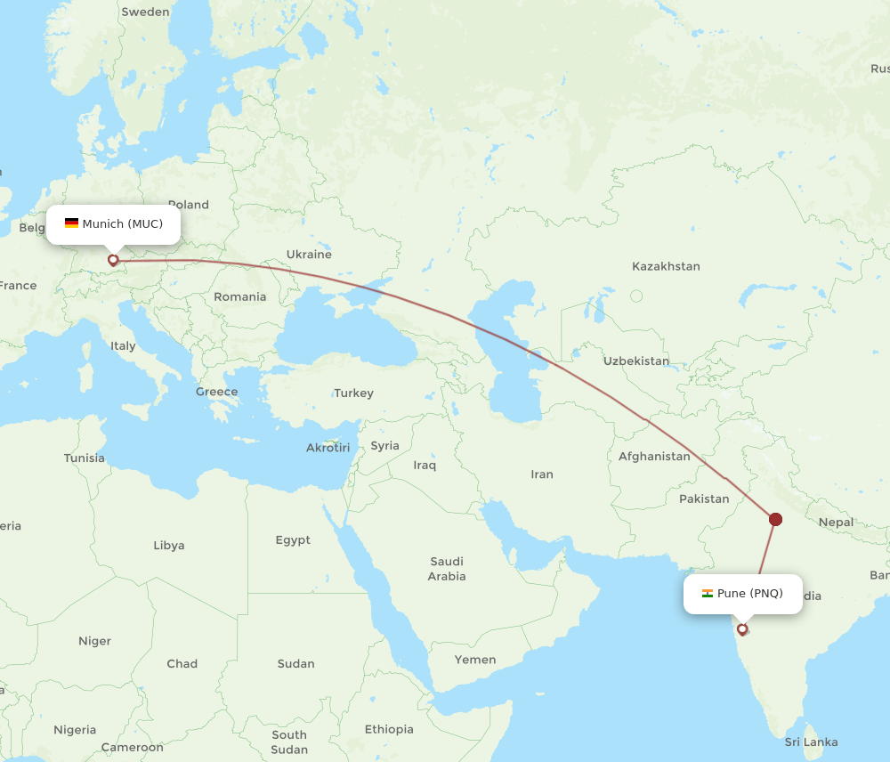 MUC-PNQ flight routes