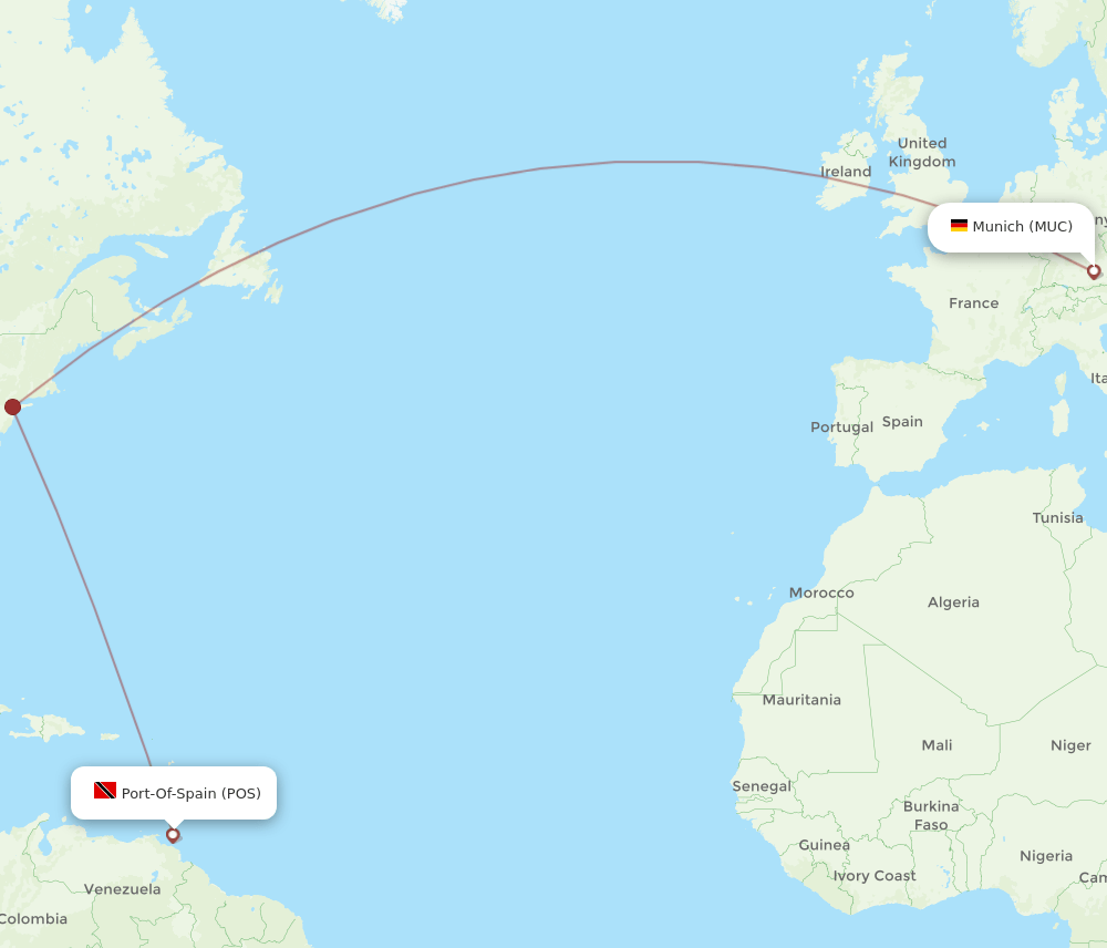 MUC-POS flight routes